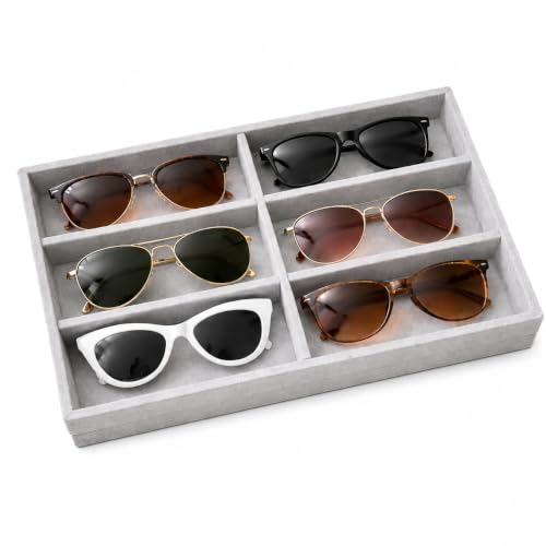 Image of 6 Slot Sunglasses Organizer Tray, Grey | For Drawer