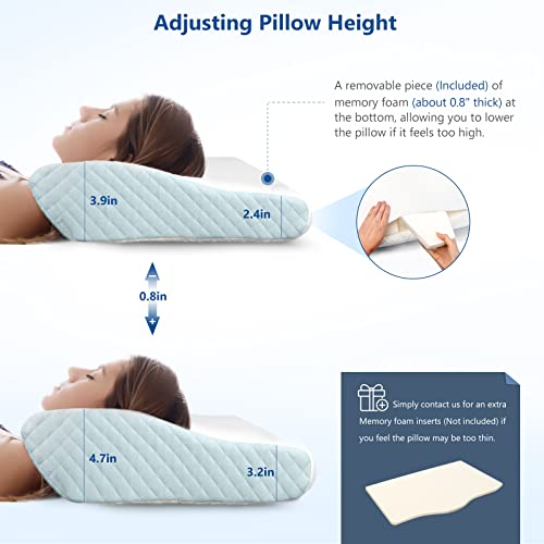 Image of ZAMAT Memory Foam Pillow for Neck Pain Relief, Adjustable Ergonomic Cervical Pillow for Sleeping, Orthopedic Neck Pillow with Washable Cover, Bed Pillows for Side, Back, Stomach Sleepers