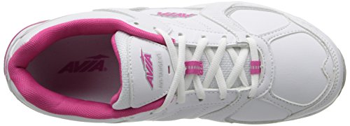 AVIA Tênis de Treino Avi-Tangent Feminino, Branco/Rosa Scorch/Cromado Prata, 9.5