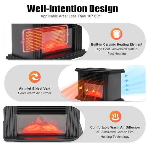 Image of Electric Fireplace Heater Fireplace Stove with 3D Flame Effect Overheating Protection for Indoor Outdoor Home Electric Stoves