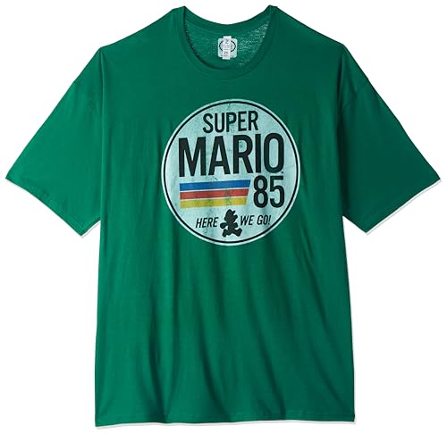 Nintendo Herren Super Mario 1985 Retro Circle T-Shirt, Kelly, grün, L