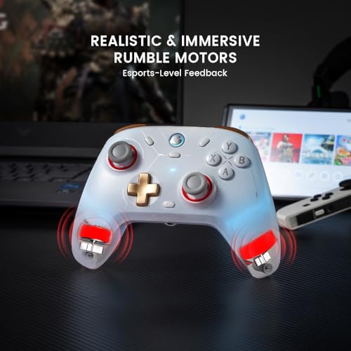 GameSir Cyclone 2 Multiplatform Wireless Controller- TMR Electromagnetic Joysticks&Hall Effect Switch triggers,6-axis Gyro Gaming Controller for Switch/PC/iOS/Android/Steam (Phantom White Standard) - Image 6