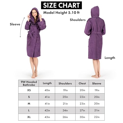 Albornoz de baño NINE WEST de algodón con capucha unisex morado XL 5