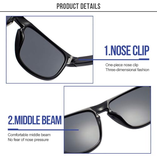 Image of Sunglasses for men Retro Driving Glasses Fashion UV400 Protection Black Retro Sun Glasses Driving Fishing