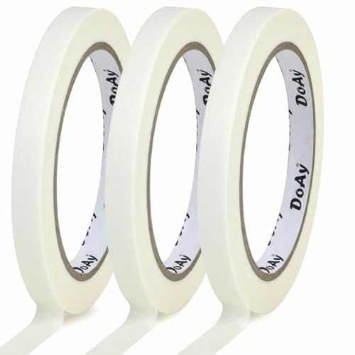 Image of 3 Pack White Masking Tape - Painters Tape 0.40 Inch Wide - Multi-Surface, Water Resistant, Indoor & Outdoor Use - 270FT Total - Artist Tape for Paint, Wall, Watercolor (#4010)