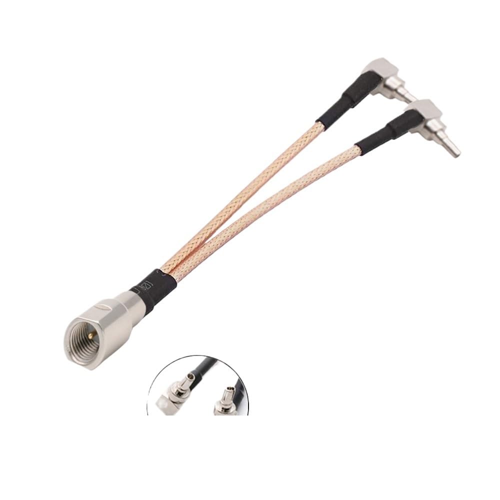 LIHUA R*/F Câble coaxial RG316 Pigtail FME mâle vers 2 x CRC9/TS9 mâles 1to2 Y Type Splitter Modem Routeur (FM M vers 2 x CRC9 M90, 30 cm)