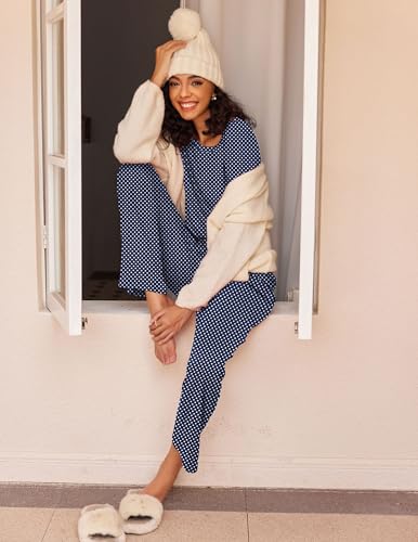 Ekouaer 2 Pack Women's Pajama Set Soft Long Sleeve Sleepwear Loungewear Pjs Sets with Pockets S-XXL3