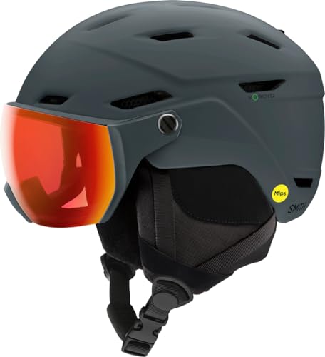 Casque Smith Survey 2024 Matte Slate avec visière ChromaPop Everyday Red Mirror pour ski