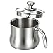 Milchtopf Edelstahl Mit Deckel 2 Liter - Doppelwandiger Simmertopf Mit Pfeife für Induktion, Gas & Elektro - Großer Milchkochtopf & Kocher mit 2000ml Fassungsvermögen aus 304 Edelstahl