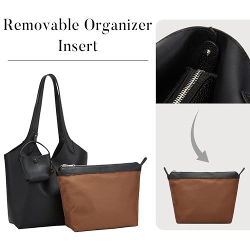 2025 PU Leather Tote Bag for Women Fall Winter Shoulder Handbag with Cute Mini Charm Pouch Fashion Purse2