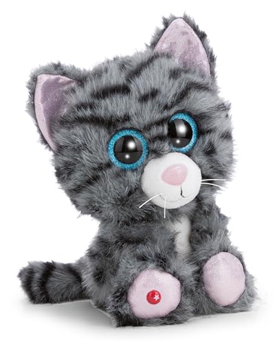 Glubschis, Nomelia 63035 - Morbido Gatto tigrato di Peluche, per Coccole e Giochi, per Bambini e Adulti, Fantastica Idea Regalo, 25 cm, Grigio