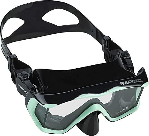 Rapido Boutique Collection Clareza Three Window Tempered Glass Lens Mask Fin Snorkel Set With Snorkeling Gear Carry Bag (Sea Green, Ml/Xl, 9-11 / Eu: 41-45) #TOP2