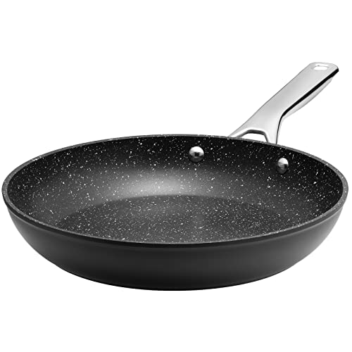 Fadware Induktions-Bratpfanne, 28 cm, antihaftbeschichtete Bratpfanne mit stabilem Edelstahlgriff, große Bratpfannen für Induktionsherde, schwarz Cover