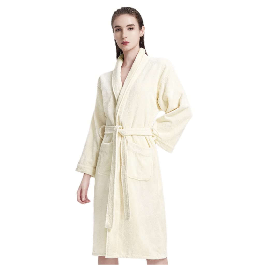 MTFBQ Albornoz De Toalla De Algodón 100% Puro, Bata De Baño De Toalla De Rizo De Lujo De SPA para Mujeres Y Hombres Vacaciones, Ducha Y Hotel, Pijama De Tela De Rizo para Parejas, Suave Y Acogedor