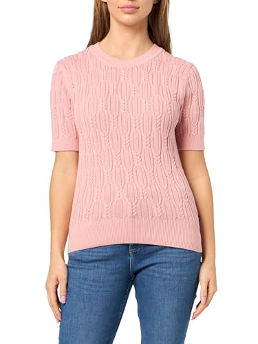 Image of Nautica Women's Short Sleeve Crew Neck Cable Solid Sweater