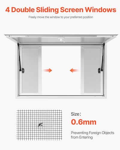 Image of VEVOR Concession Window, Aluminum Alloy Frame Service Window for Food Truck, Up to 85 Degrees Stand Serving with Awning Door and Drag Hook (4 left&right sliding windows, 53x33in with 4 Sliding)