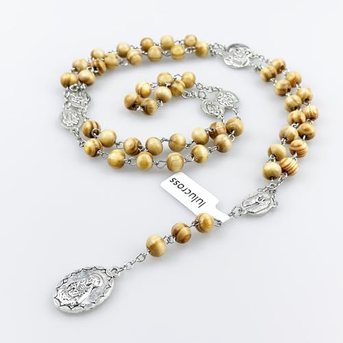 Seven Sorrows of Mary Rosary Wooden Beads Catholic Jewelry Necklace for Pray2