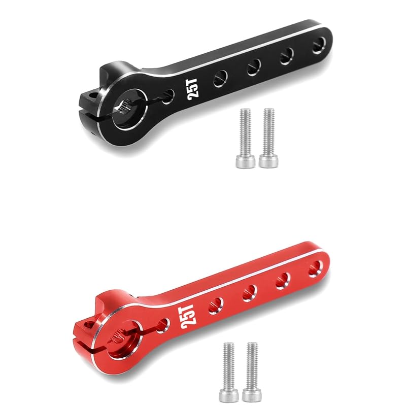 Metal 25T Steering Arm Servo Horn for 1/10 RC Crawler Axial Scx10 Trx4 TRX-6 Parts(Red)