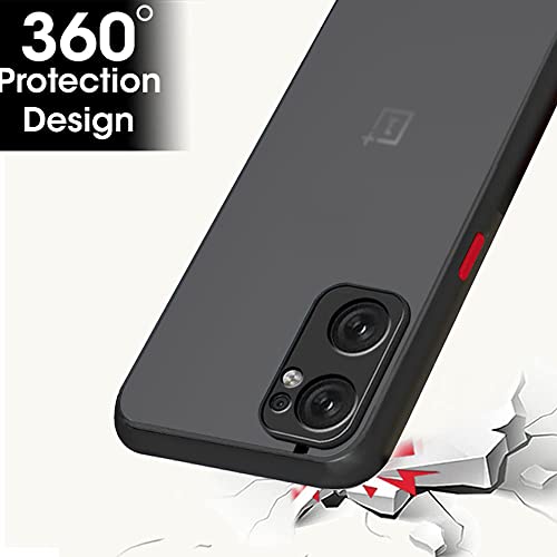 Image of TheGiftKart Smoked Translucent Protective Hard Back Case Cover for OnePlus Nord CE 2 5G (TPU & PC | Black Bumper)
