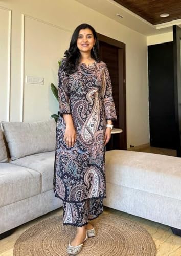 Image of Women's Cotton Printed Straight Kurti with Pant Two Piece Co-ord Set