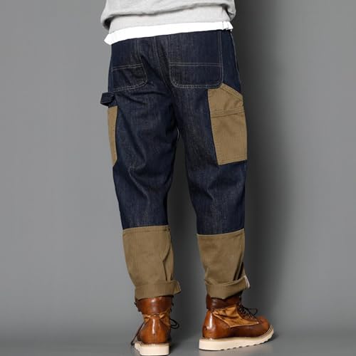 XYXIONGMAO Men's Hip Hop Patchwork Denim Vintage Techwear Washed Streetwear Joggers Multi-Pocket Sweatpants Cargo Pants3