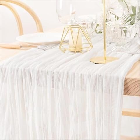 MLMW 10 Pack Ivory Cheese Cloth Table Runner Gauze Cheesecloth 160 inch Rustic Table Runner 13.3ft Extra Long for Wedding Baby Bridal Shower Farmhouse Party Outdoor Decorations Cover