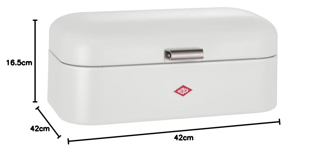 WESCO Grandy Brotkasten in der Farbe weiß matt, pulverbeschichtetes Stahlblech, Lüftungslöcher und stabiler Handgriff – Ansicht 6