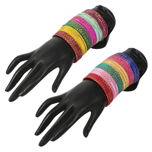 Touchstone indian bangles bracelets for women colorful churiyan set return gifts jewelry chudiya bulk pack bollywood metal bangle sets 12 textured vintage colors. Set of 1443