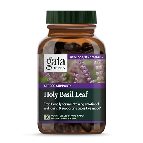 Gaia Herbs Holy Basil Leaf - Helps Sustain a Positive Outlook and Balance in Times of Stress - an Adaptogenic Ayurvedic Herb - 120 Vegan Liquid Phyto-Capsules (60-Day Supply)