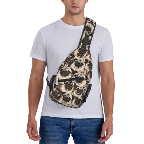 Bolso bandolera con diseño divertido de pug para viaje miniatura 7