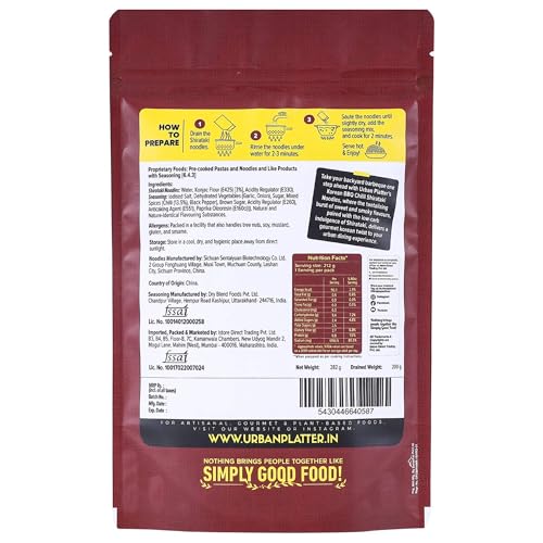 Image of urban platter Korean BBQ Chilli Shirataki Noodles, 282gm (Konjac Noodle | Keto-friendly, Low-Carb, Fat-free | Spicy BBQ Chilli Flavour | Ready in Minutes), Large