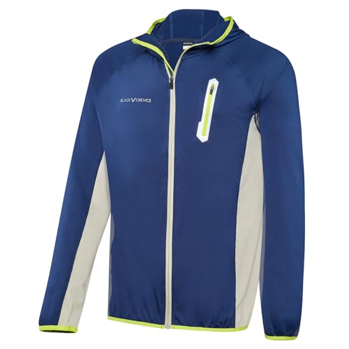 Black Crevice Chaqueta de forro polar para hombre, transpirable y ligera, con capucha y bolsillo en el pecho, 46 - azul oscuro/gris piedra, XL