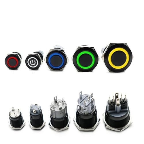 Interrupteur métallique bleu 22mm avec indicateur LED 220V haute finition
