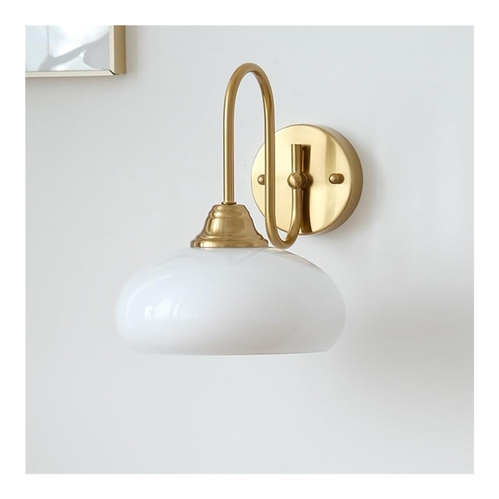 ITOSUI Vintage Wall Sconces Chrome Finish White Glass Wall Light Modern Mid-Century Schoolhouse Light Fixture Sconce Wall Lighting for Bedroom Bathroom Hallway(White)