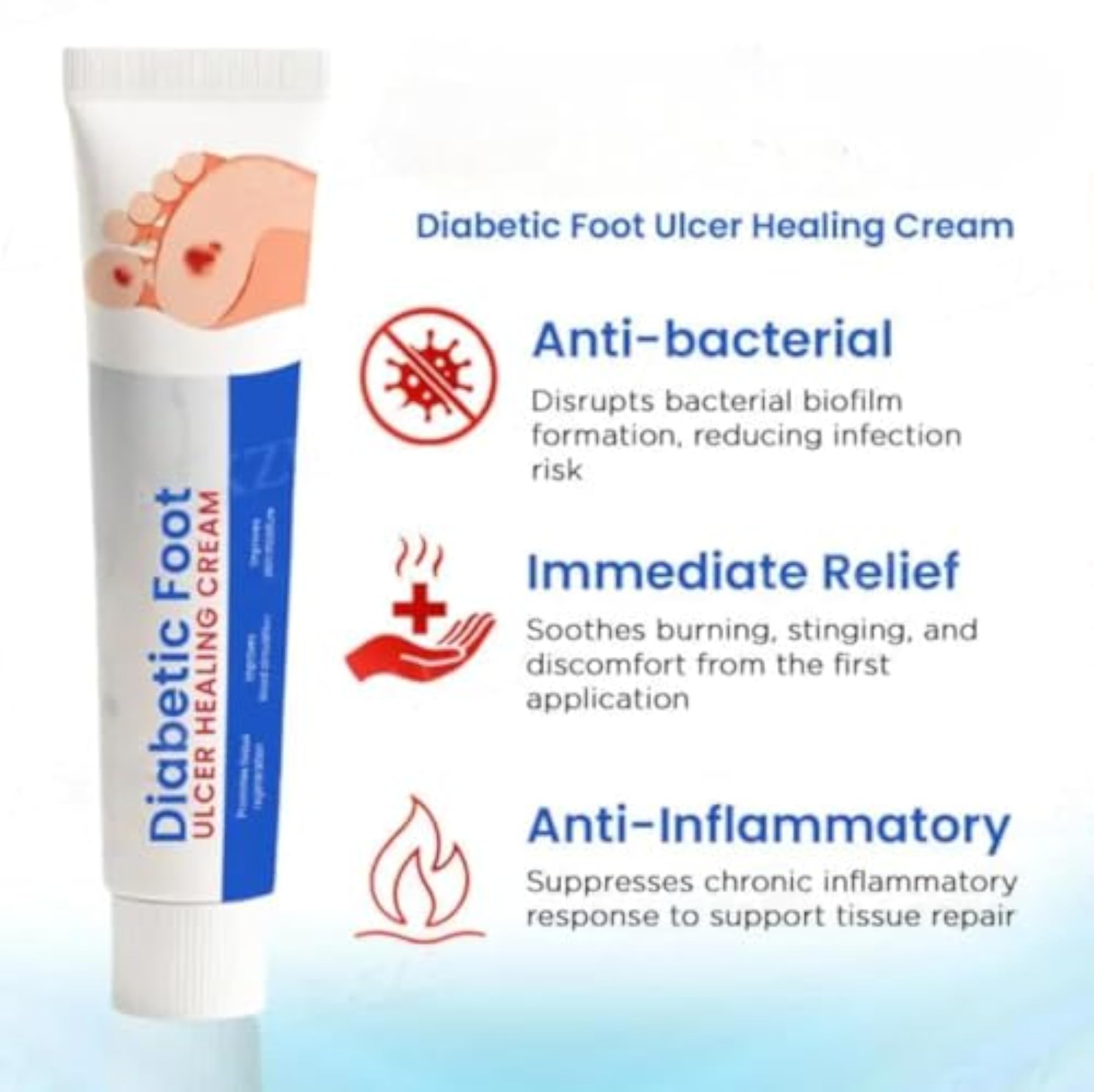 Diabetic Foot Ulcer Healing Cream, Advanced Wound Care Formula