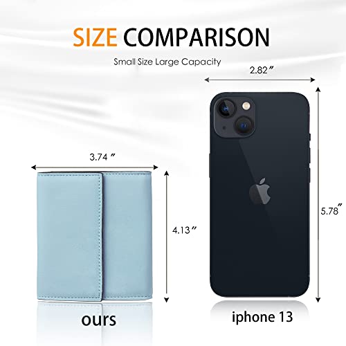 Travelambo RFID Blocking Small Mini Compact Wallet Coin Pouch Holder Trifold Credit Card Holder Pocket Purse for Women (Napa Blue)2