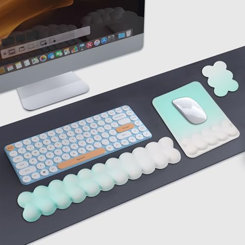 YBCCBY Reposamuñecas en Forma de Nube Alfombrilla de Ratón Ergonómica con Posavasos Reposamuñecas de Espuma Viscoelástica con Base Antideslizante Aliviar la Fatiga de la Muñeca para Oficina Casa