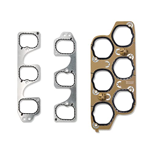 Image of Engine Upper & Lower Intake Gaskets Set Compatible with 2004-2011 Buick Lacrosse Rendezvous Cadillac CTS SRX STS Malibu Pontiac G6 G8 Saturn Aura 3.6L 12598158