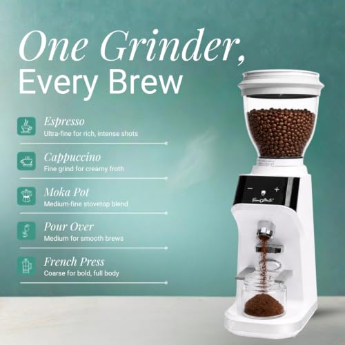 Image of Electric Coffee Grinder,45 Grind Settings,Touch Interface-White