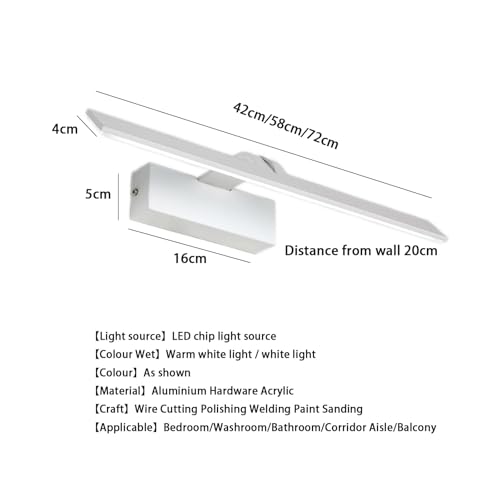 Interior LED Espejo Aplique de Pared Baño Largo Impermeable Blanco Tocador 58cm 6