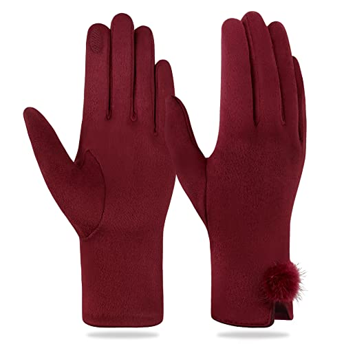 Handschuhe Damen - Winter Handschuhe Touchscreen Wildleder Handschuhe Warme Anti Slip Winddicht Outdoor Sport Fahrradhandschuhe für Männer Frauen (Black-A) Cover