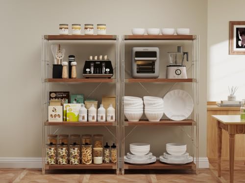 Image of 4-Tier Industrial Bookshelf, Wood and Metal Shelf Unit, Storage Bookcase
