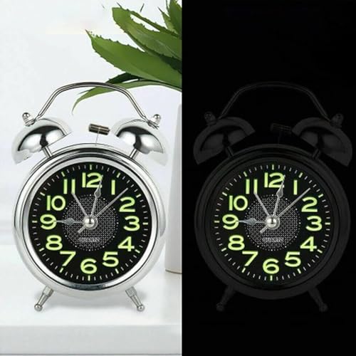 Reloj despertador para personas mayores con números grandes y cuerda manual analógica 8