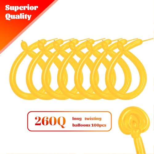 Image of 260 Lemon Yellow Long Balloons for Balloon Garland Thickening Skinny Latex Twisting Animals Modeling Christmas Birthday Wedding Party Festival Decorations 100pcs