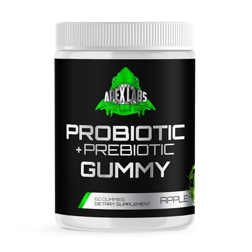 Apex Probiotic + Prebiotic Gummy, Digestive Support and Gut Health, 500 Million CFUs, Fiber, Adult Chewable Supplement for Men and Women,Apple, 30 Day Supply - 60 Count
