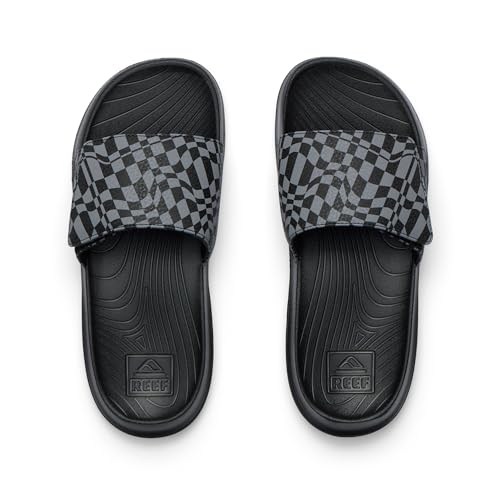REEF Kids Salty Boys Slide Black Swell Checker 13 C - image 5