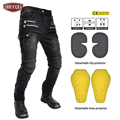 SHUOJIA Motorradjeans Für Männer Und Frauen, Motorradhosen Motorradjeans Sportliche Motorrad Hose Mit Protektoren Motorradhose (A11,XL)