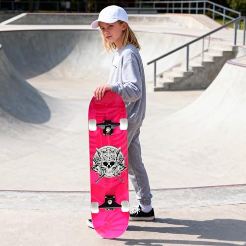 Image of Skateboards for Beginners Kids Boys Girls and Adults,31''x8'', 7-Layer Maple, Double Kick Concave, Fascinating Cool, Solid&Durable