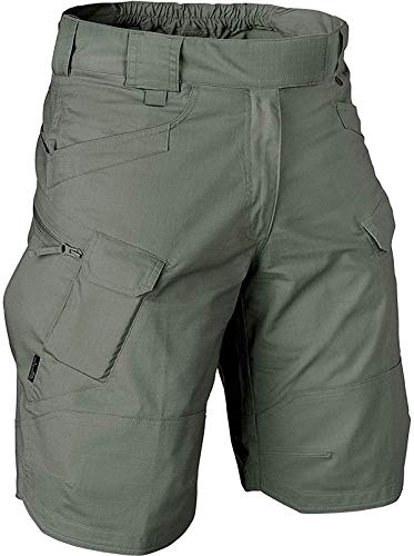 LELEBEAR 2021 Upgraded Tactical Waterproof Pants, Mens Waterproof Hiking Tactical Trousers for Combat Outdoor Hiking (Green Shorts, XX-Large)
