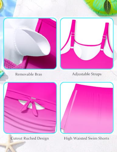 Image of Qaoerde Girls Swimsuit One Piece Swimsuits Cutout Ruched Bathing Suits Adjustable Straps Tie Girls' Swimwear 9-16Y